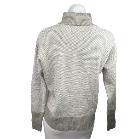 Rachel Zoe Gray Colorblock Ribbed Knit Long Sleeve Mock Neck Sweater Top Size M - Picture 2 of 4